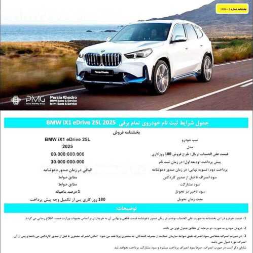 شرایط فروش بی ام و iX1 پرشیا خودرو 