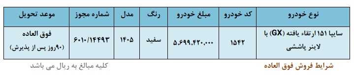 شرایط فروش وانت سایپا 151 GX ارتقا یافته - بهمن 1404