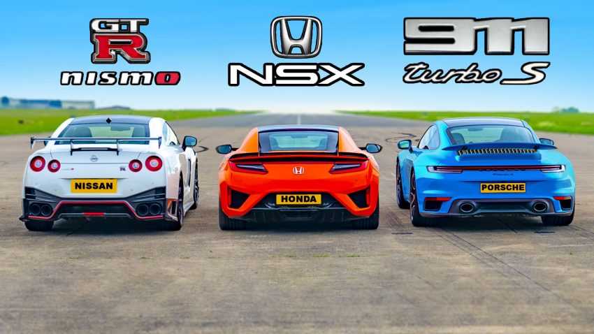 مسابقه درگ هوندا NSX ، نیسان GT-R نیسمو و پورشه ۹۱۱ توربو S